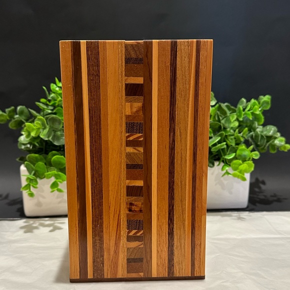 Walnut Solid Wood Jigsaw Storage Cube Set of 3 - Picture 2 of 8